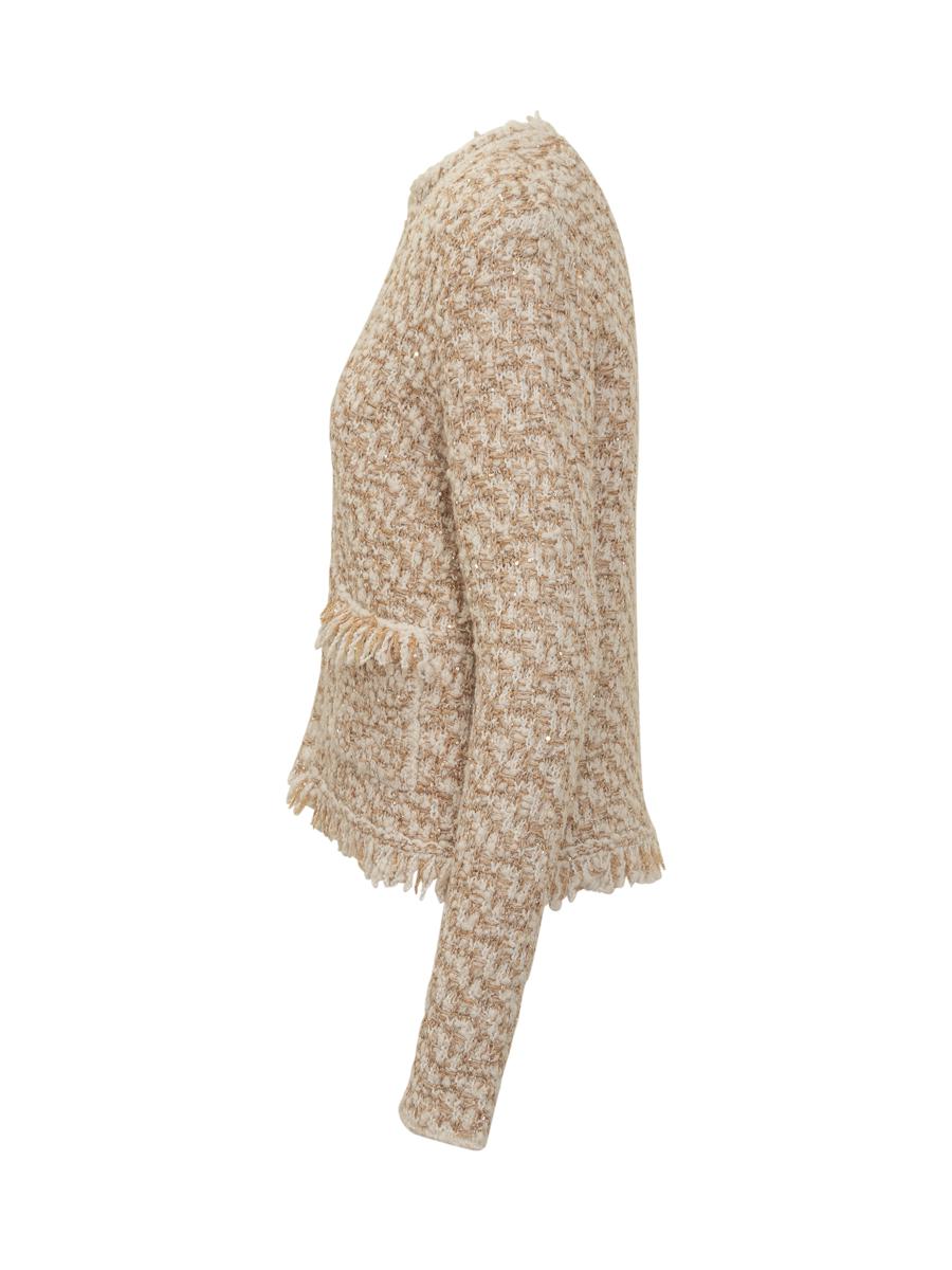 Fabiana Filippi Beige Bouclé-jacka med fransar från Fabiana Filippi