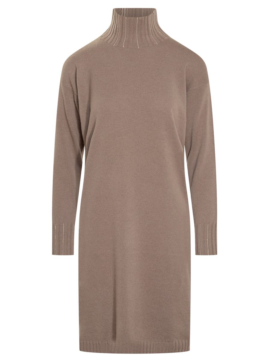 Fabiana Filippi Fabiana Filippi Taupe stickad turtleneck-klänning