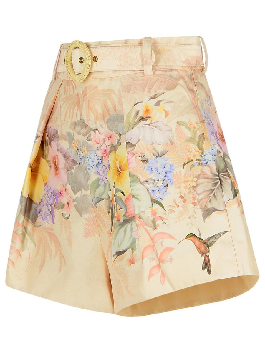 Zimmermann 'Illuminate' Elfenbensvita Shorts i Sidenblandning