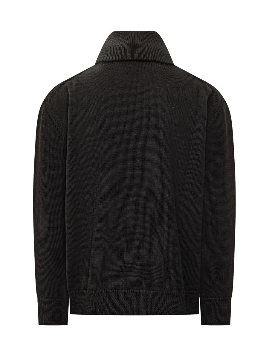 Jil Sander Svart Kofta I Teknisk Stickad Jil Sander