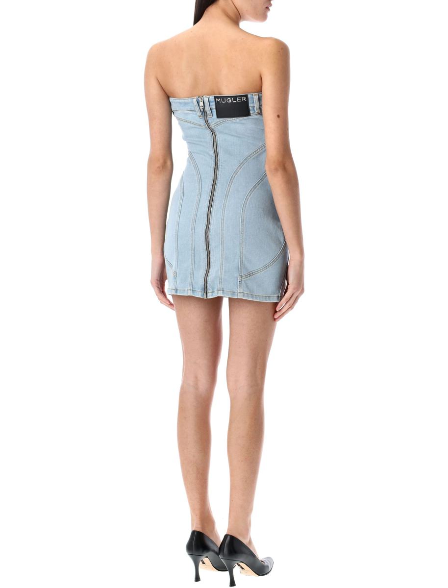 Mugler Spiral Denim Busterklänning