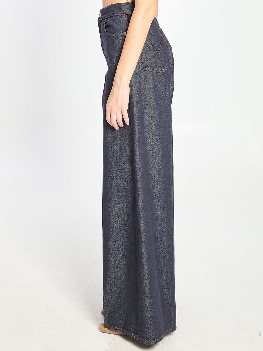 Jeans med vida ben i denim