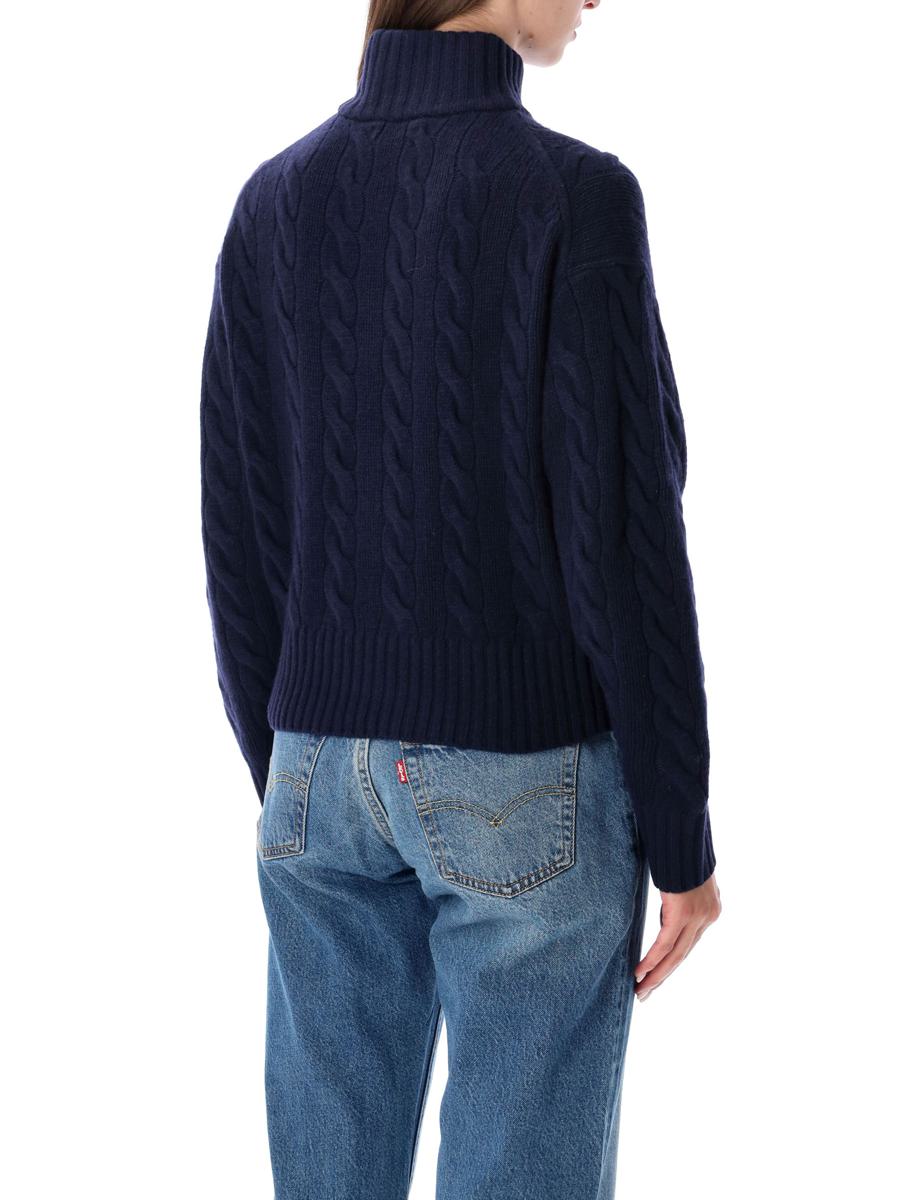 Polo Ralph Lauren Kabelstickad tröja i ull och kashmir med halv dragkedja
