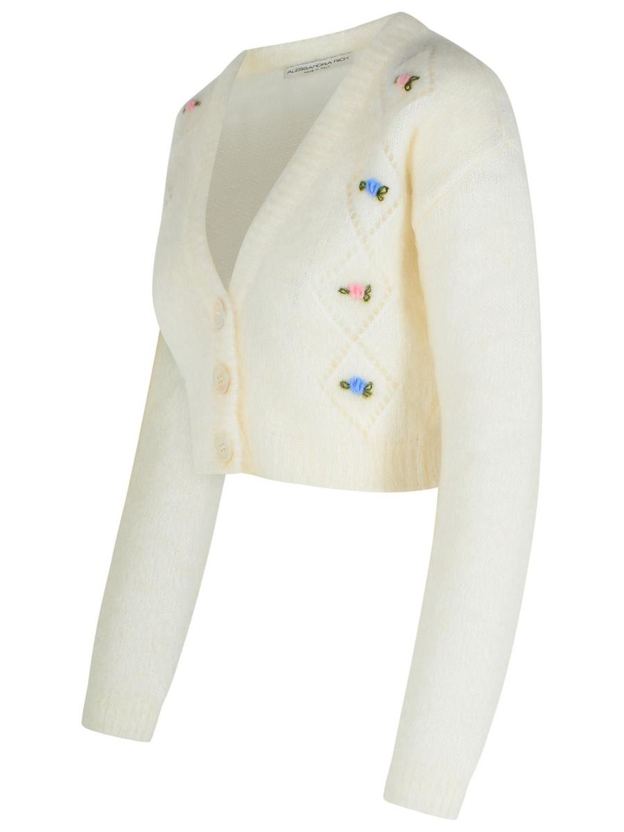 Alessandra Rich Ivory Mohair Mix Cardigan