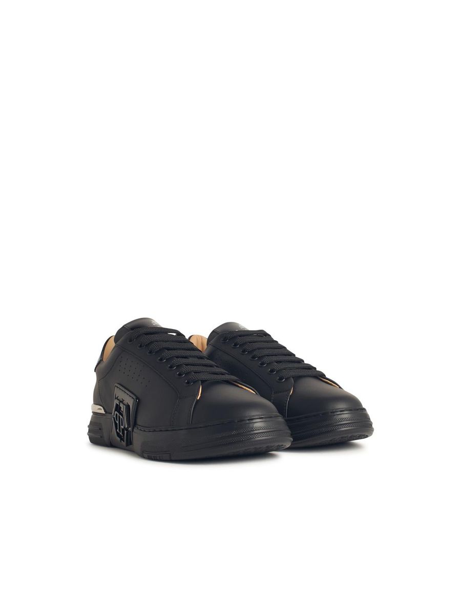 Philipp Plein 'Hexagon' svarta lädersneakers