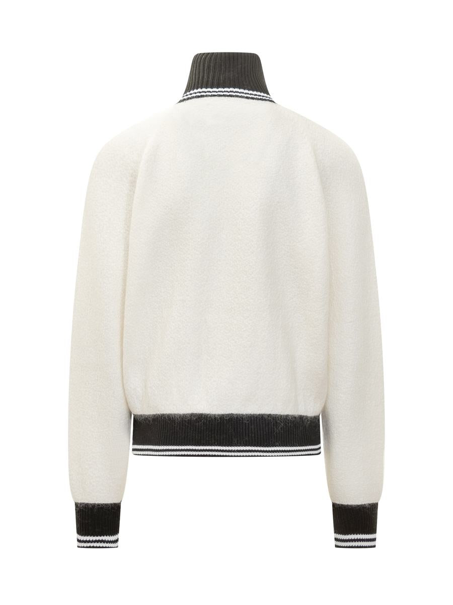 Jil Sander Jil Sander tvåfärgad stickad jacka med dragkedja