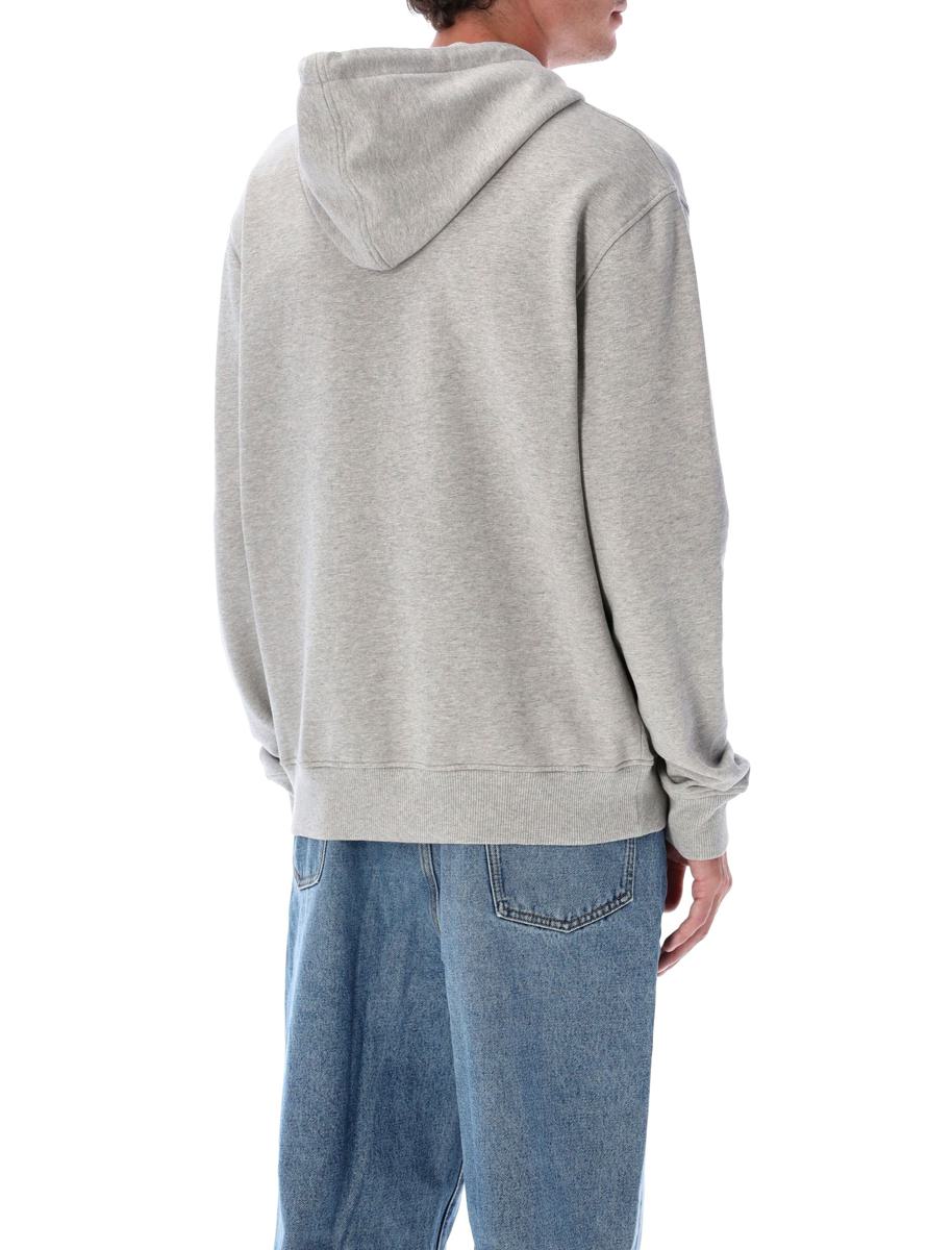 AMI Paris Grå Hoodie Cotton De Coeur med dragkedja
