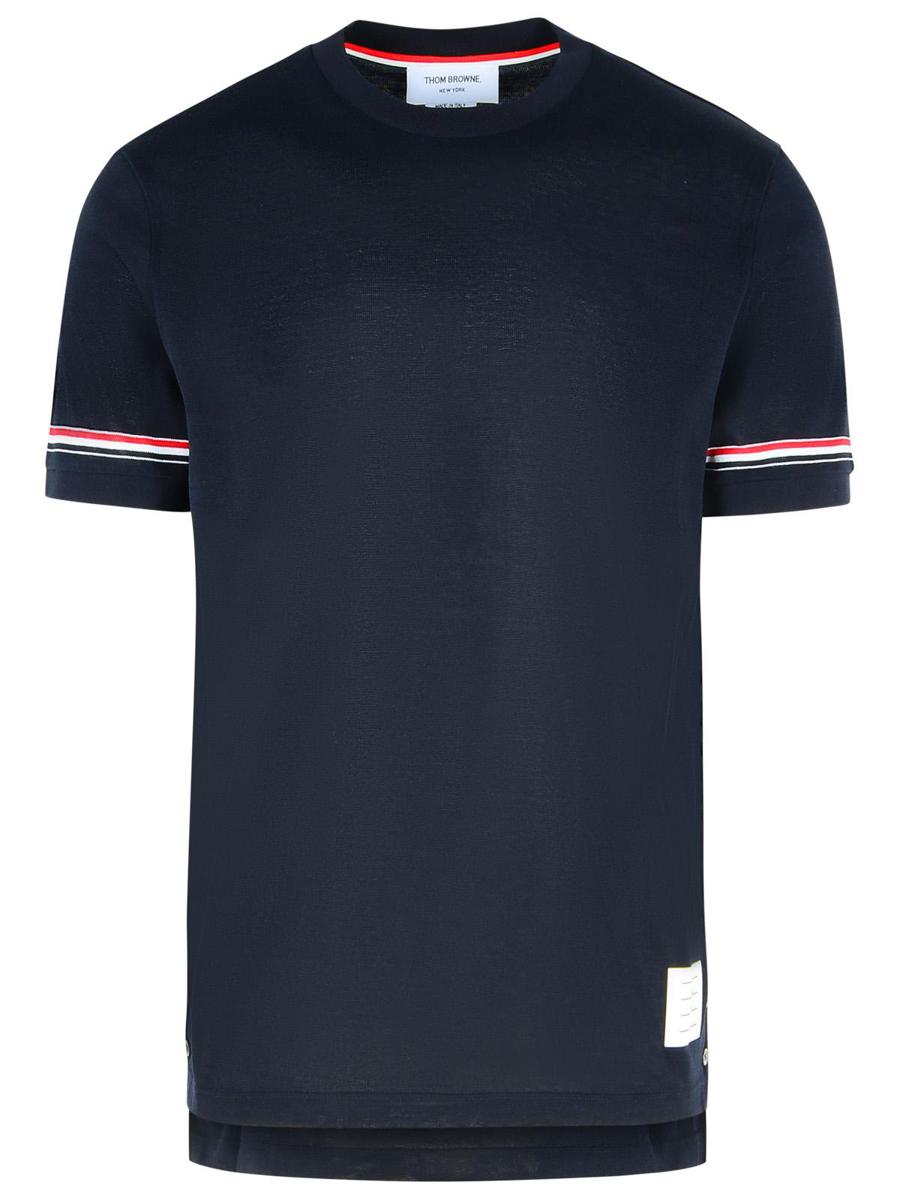 Thom Browne 'Cuff' Marinblå Bomulls-T-shirt