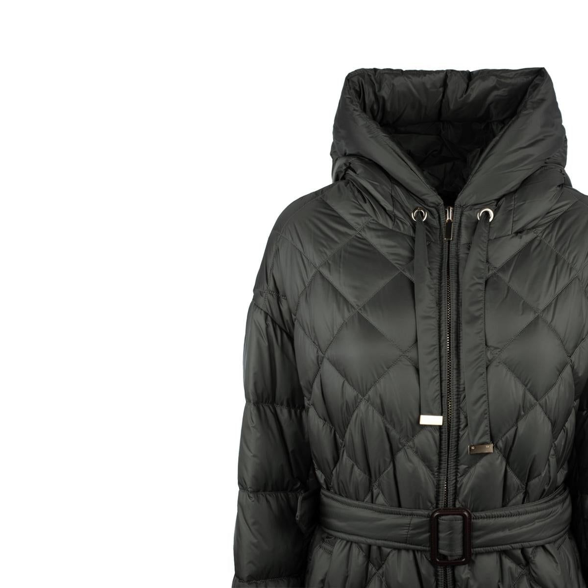 Max Mara Lång Rhombus Dunjacka Med Huva