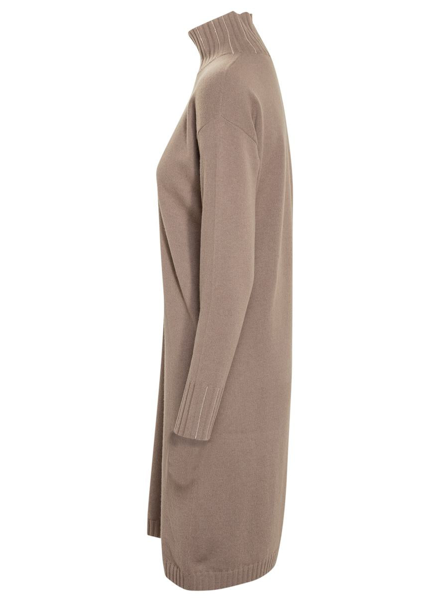 Fabiana Filippi Fabiana Filippi Taupe stickad turtleneck-klänning