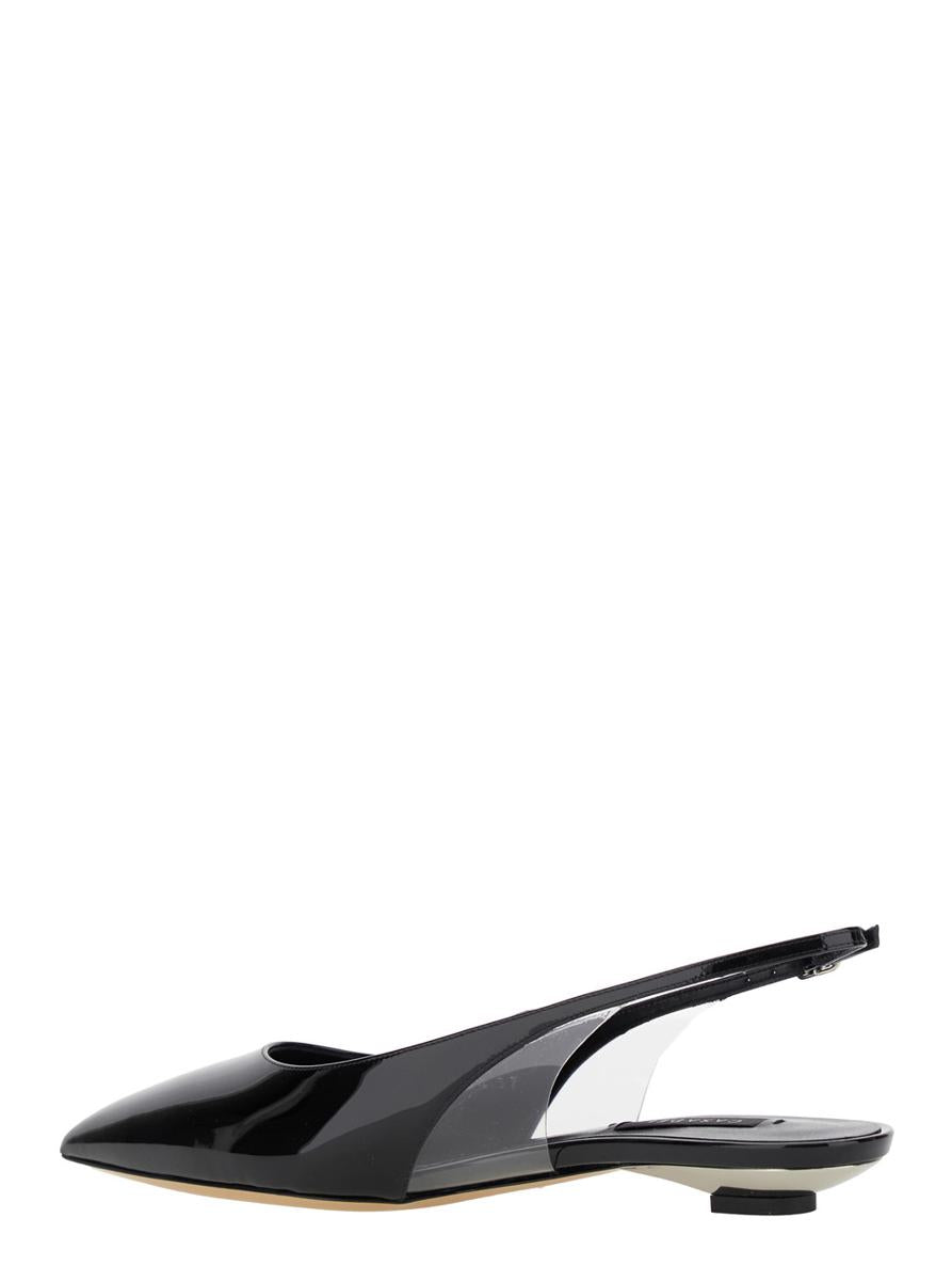 'Miniblade Tiffany' Svarta Slingback-balettskor i lackskinn för kvinnor