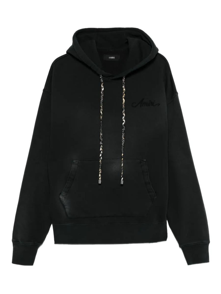 Amiri-huvtröja med broderi och dragsko