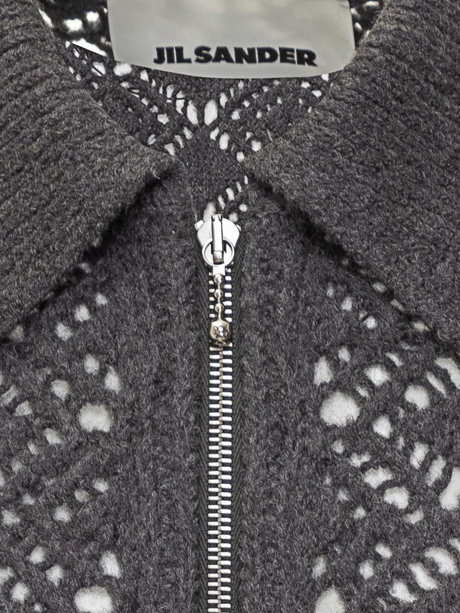 Jil Sander Jil Sander Grå Broderad Stickad Jacka