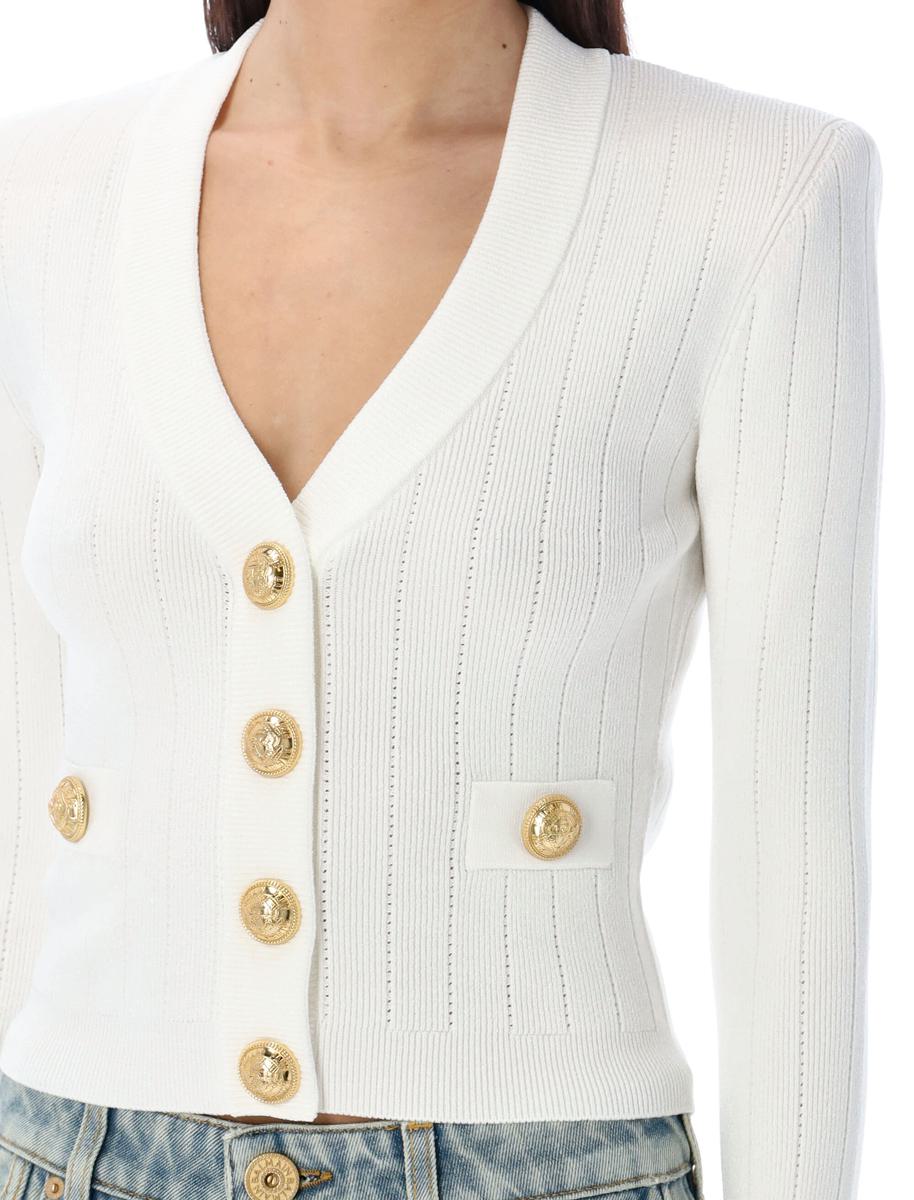Balmain Stickad Kofta Med Guldknappar