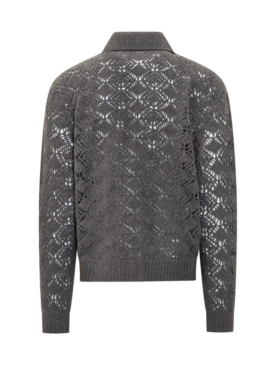 Jil Sander Jil Sander Grå Broderad Stickad Jacka