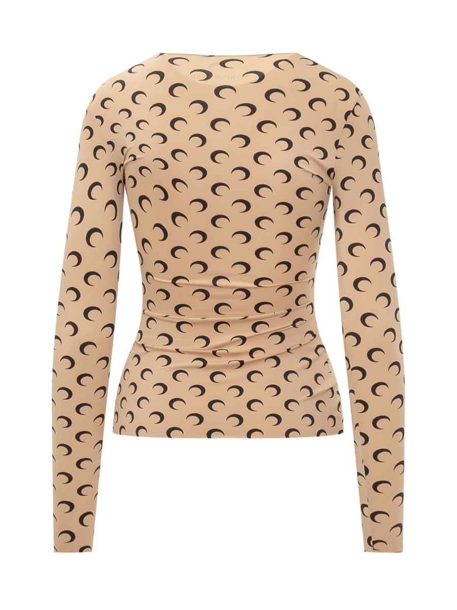 Marine Serre Beige Figursydd Topp Med Månmönster Från Marine Serre