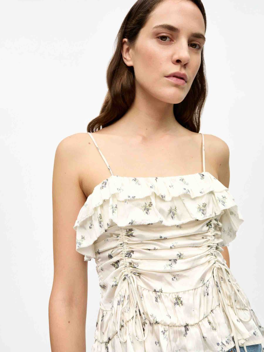 Ganni Mönstrad Satin Topp