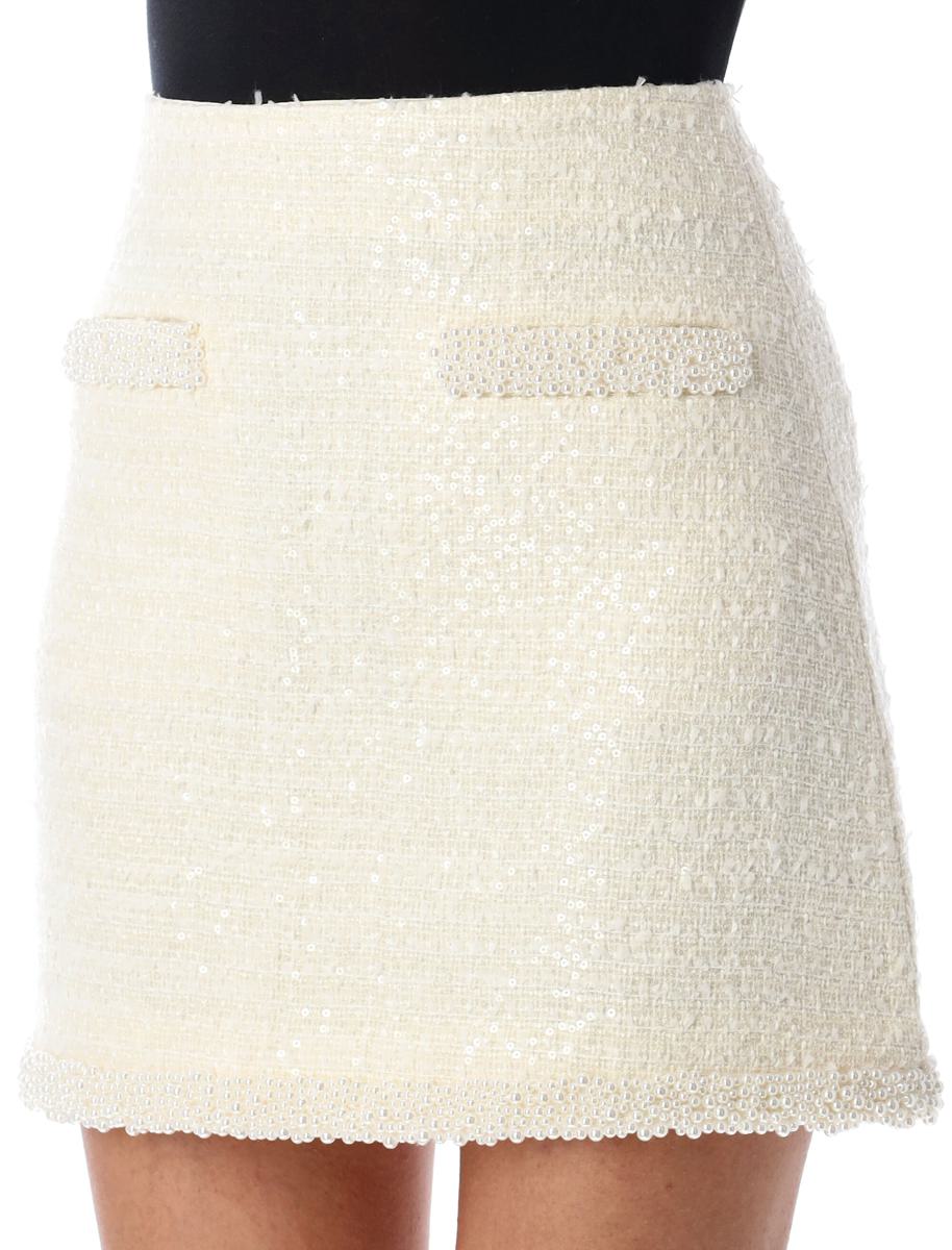 Självporträtt Bouclé Pearl Trim Mini Kjol