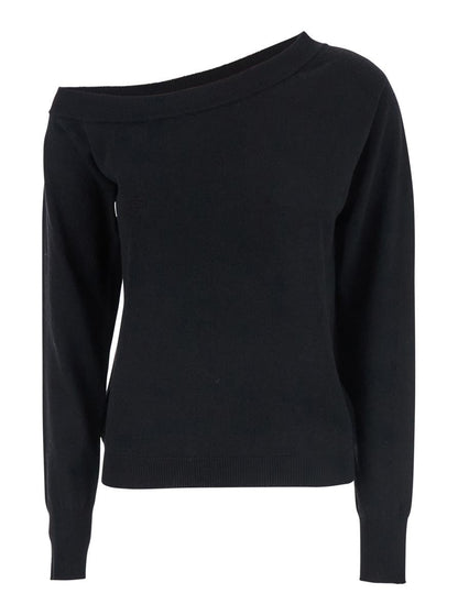Maglia Scollata Misto Cashmere Con Collo Staccato