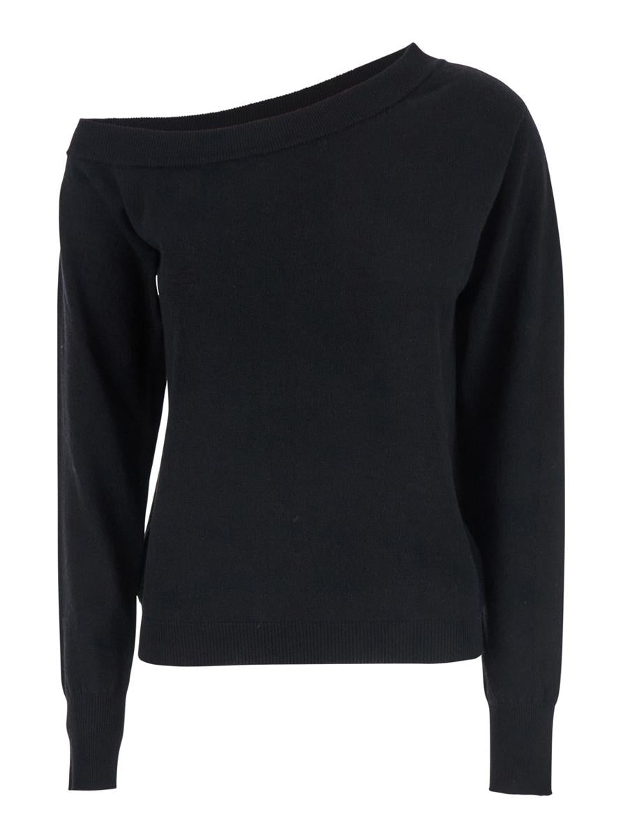 Maglia Scollata Misto Cashmere Con Collo Staccato