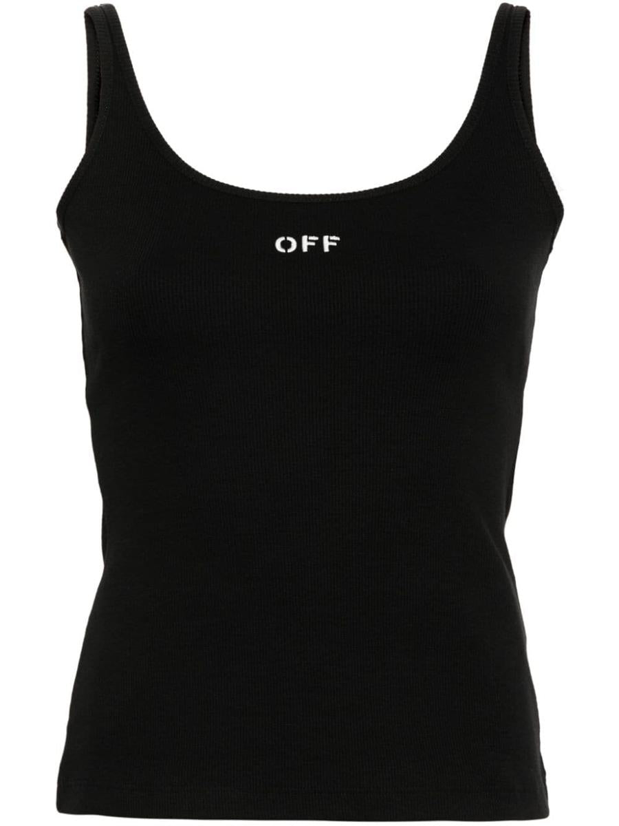 Off-White Off Stamp Rib Linne Svart Vit