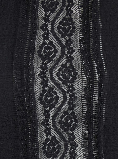 'Asteria' svart topp med broderidetaljer och halvtransparent design i bomulls- och teknisk blandning för kvinnor