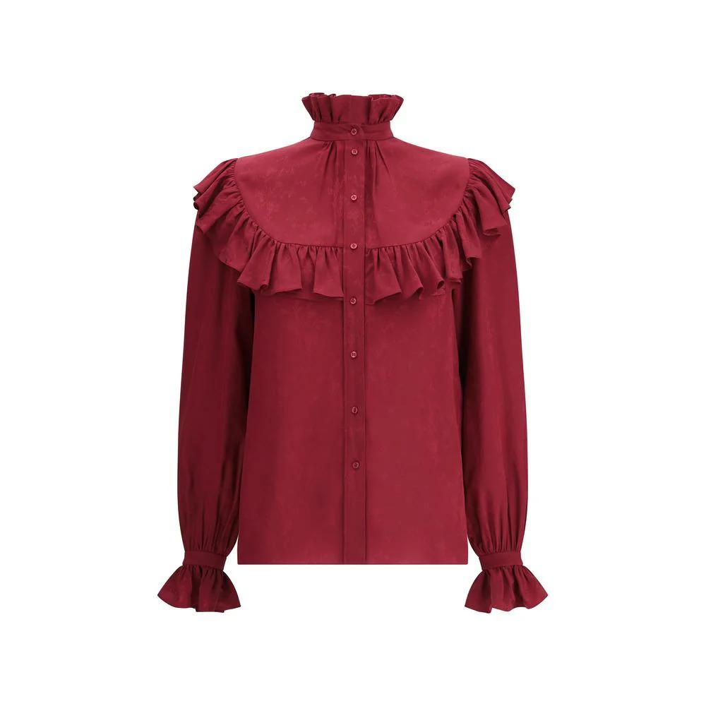 Saint Laurent sidenskjorta med volanger