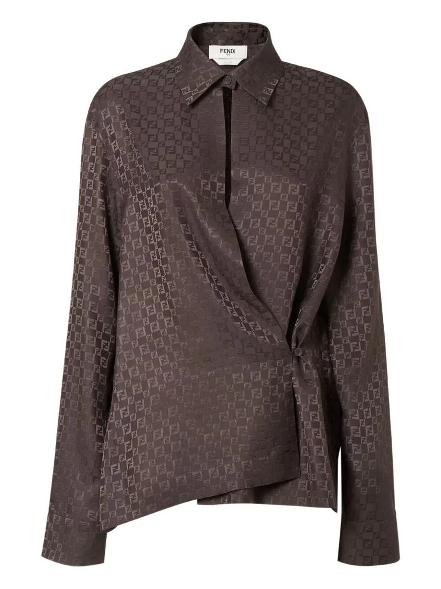 Fendi Silk Ff Jacquard Crossover Skjorta Kläder