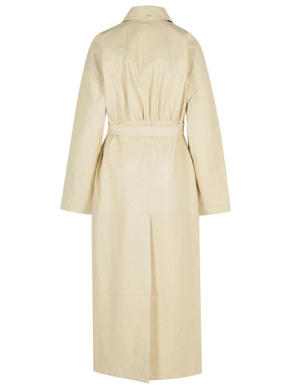 Sportmax Elfenbensvit Läder Trenchcoat