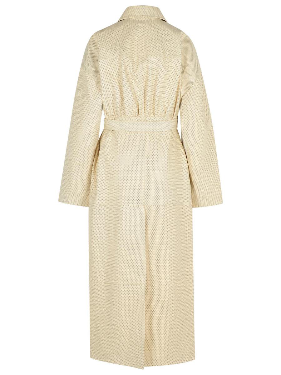 Sportmax Elfenbensvit Läder Trenchcoat