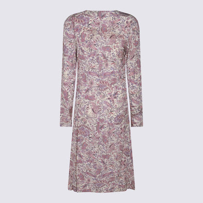 Isabel Marant Étoile Ecru och lila bomullsklänning