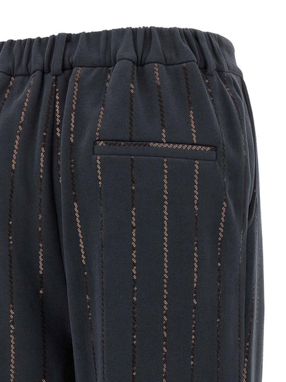 Brunello Cucinelli 'Dazzling Chalk Randig Broderi' Joggingbyxor