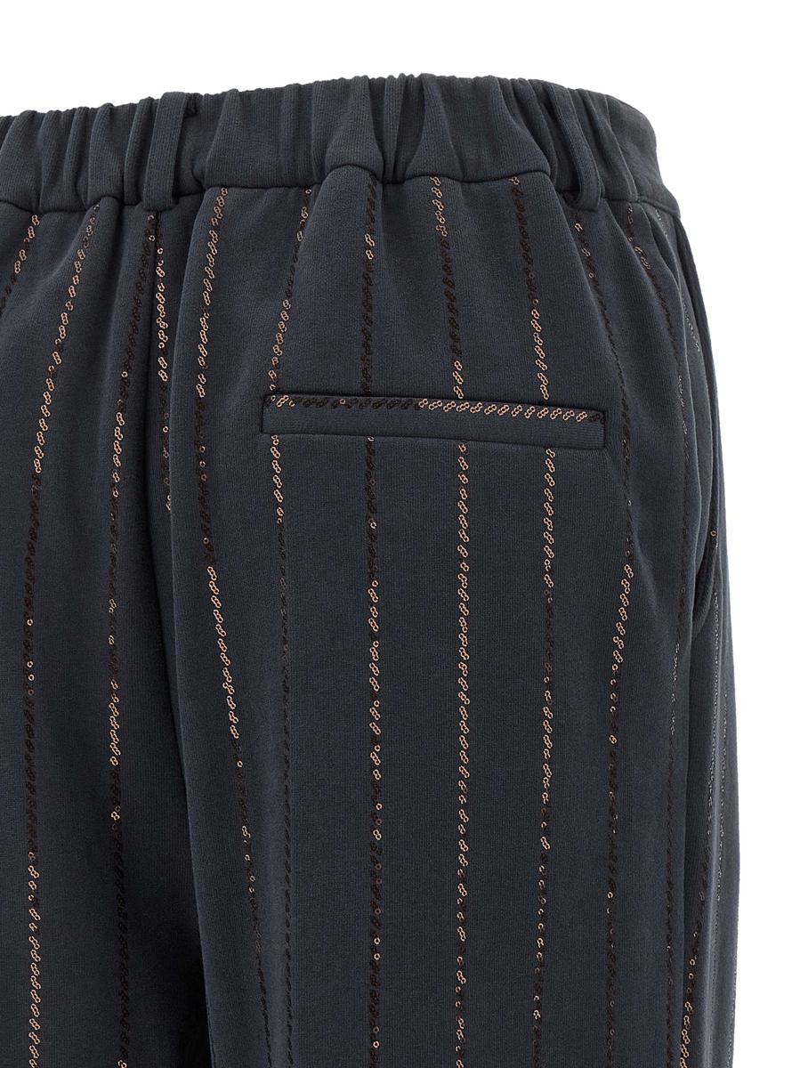 Brunello Cucinelli 'Dazzling Chalk Randig Broderi' Joggingbyxor