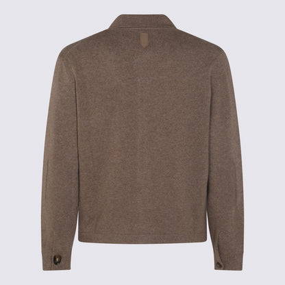 Canali Beige Ull Stickade Tröjor