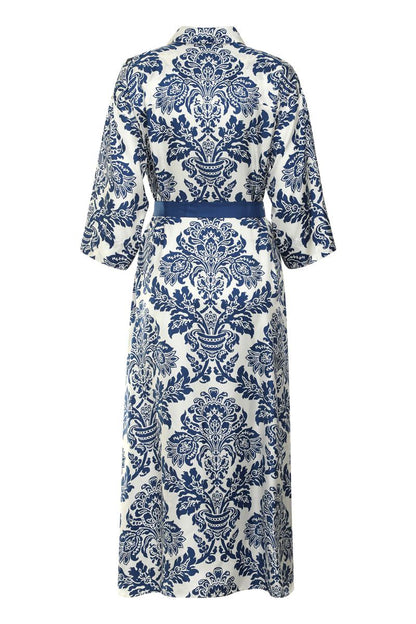 Max Mara Camelia-mönstrad sidenskjortklänning