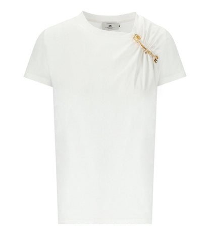 Elisabetta Franchi Vit T-shirt Med Brosch