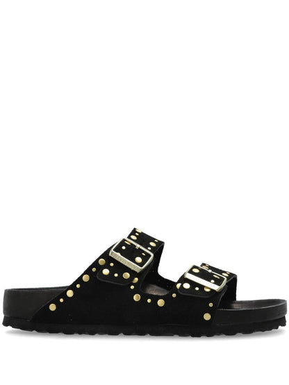 Birkenstock 'Florida' svarta lädertofflor