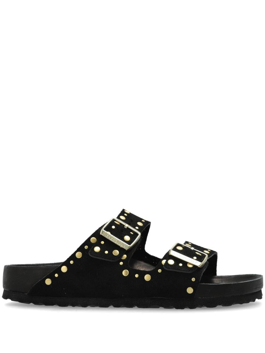 Birkenstock 'Florida' svarta lädertofflor
