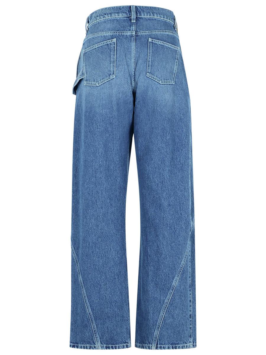 JW Anderson 'Workwear' bomullsbyxor med ljusblå vridna ben