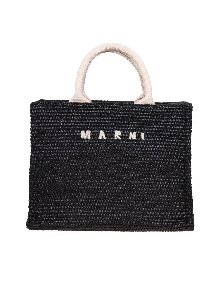 Marni handväska i raffia-effekt