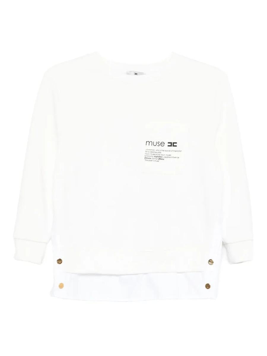 Elisabetta Franchi Fleece Topp Med Detaljer I Poplin Tyg Kläder