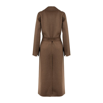 Max Mara Brun Ullkappa med Drapering
