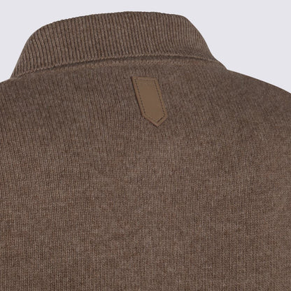 Canali Beige Ull Stickade Tröjor