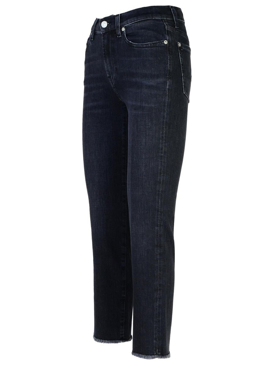 7 For All Mankind 'Raka korta' svarta bomullsjeans