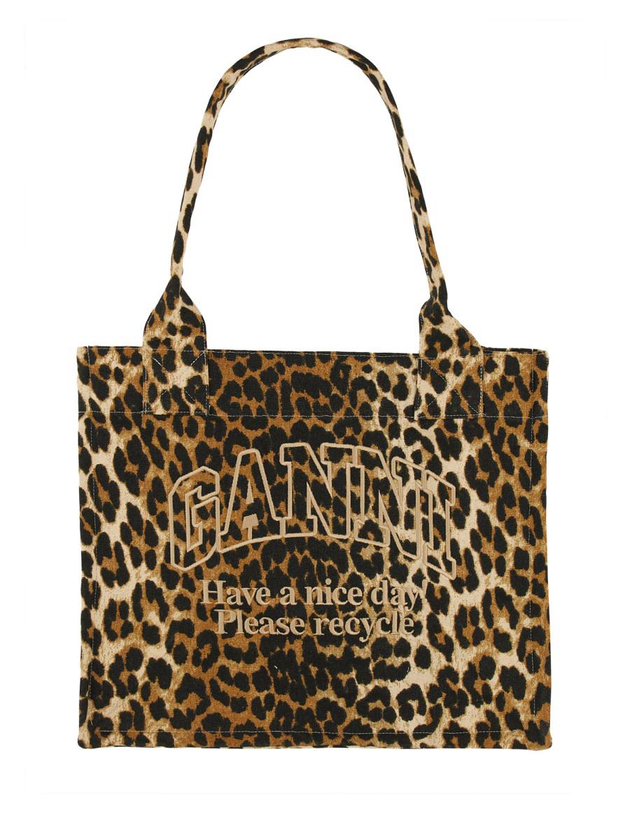 Ganni Leopardmönstrad Tote Bag