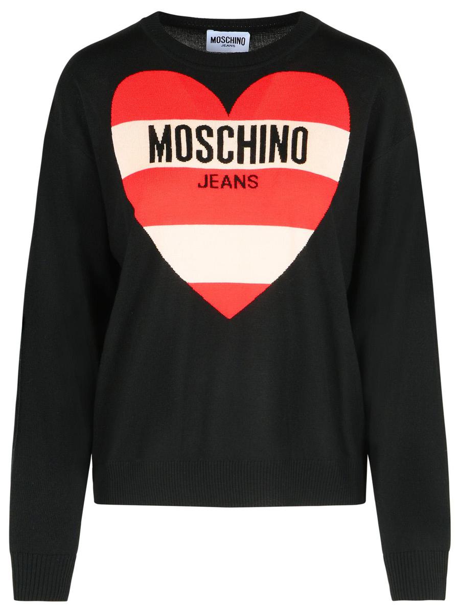 Moschino Jeans Svart Virgin Wool Tröja