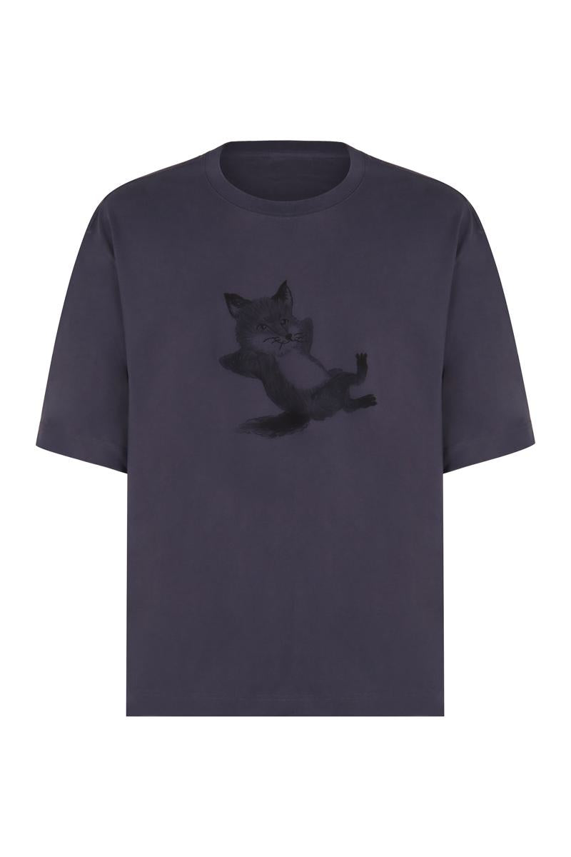 Maison Kitsuné bomulls-t-shirt med rund hals