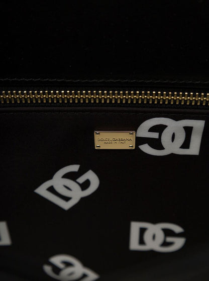 'Dg Logo' svart mellanstor shopper i läder för kvinnor