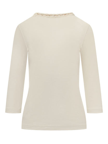 Fabiana Filippi Ivory T-shirt med Fabiana Filippi broderi