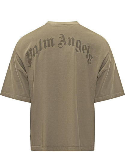 Palm Angels Palm Angels Grön t-shirt med logotyp och halsringning